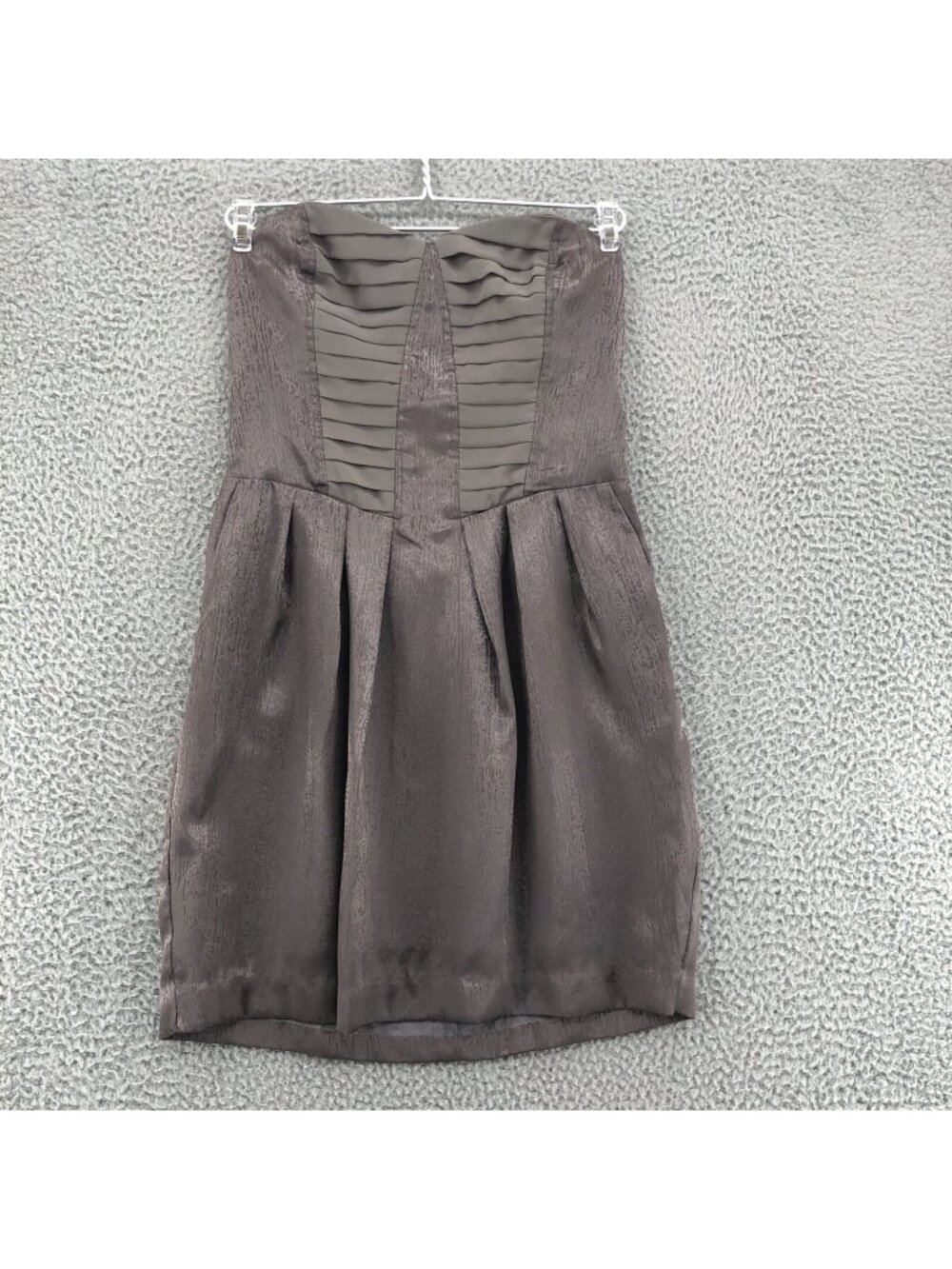 BCBGeneration Dress Womens Small Mini Gray Metallic Cocktail Strapless Pockets